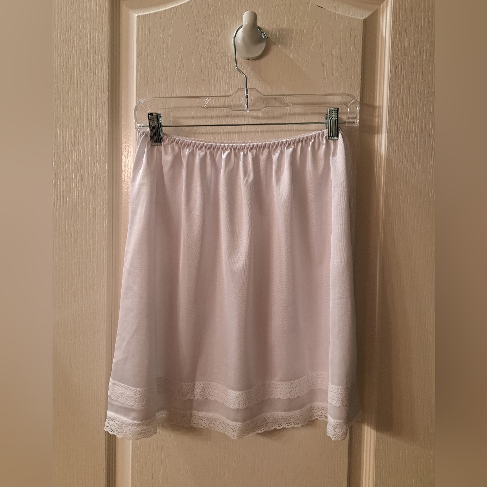 Ladies White Lace Trim Under Slip